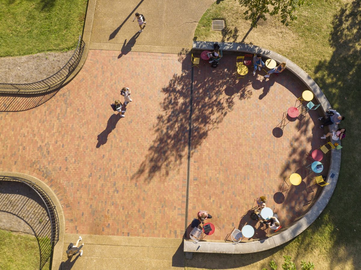 Aerial view walk path 