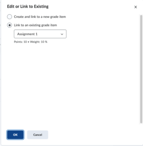 brightspace link assignment to gradebook