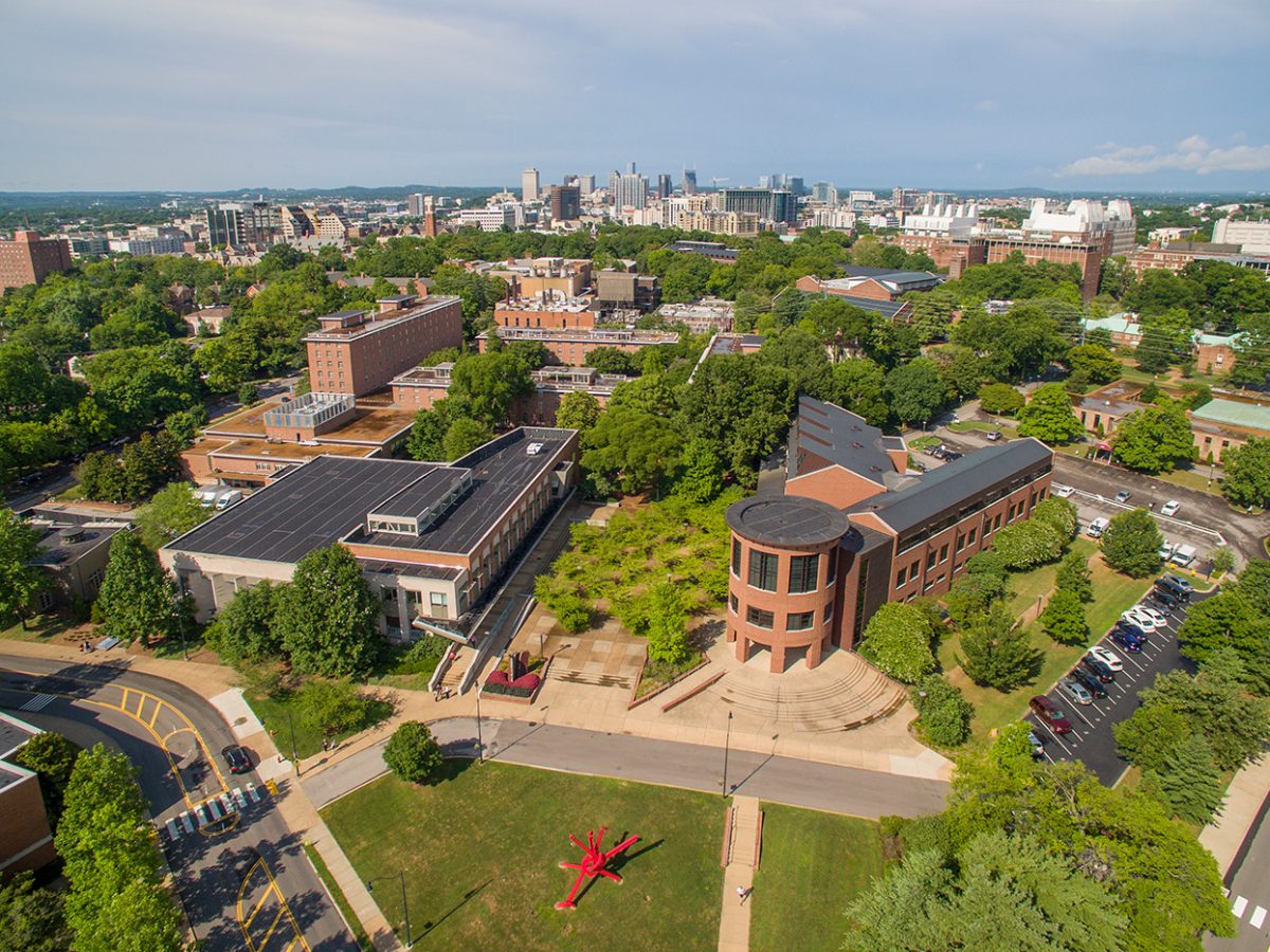 Vanderbilt campus with Nashville in the background.