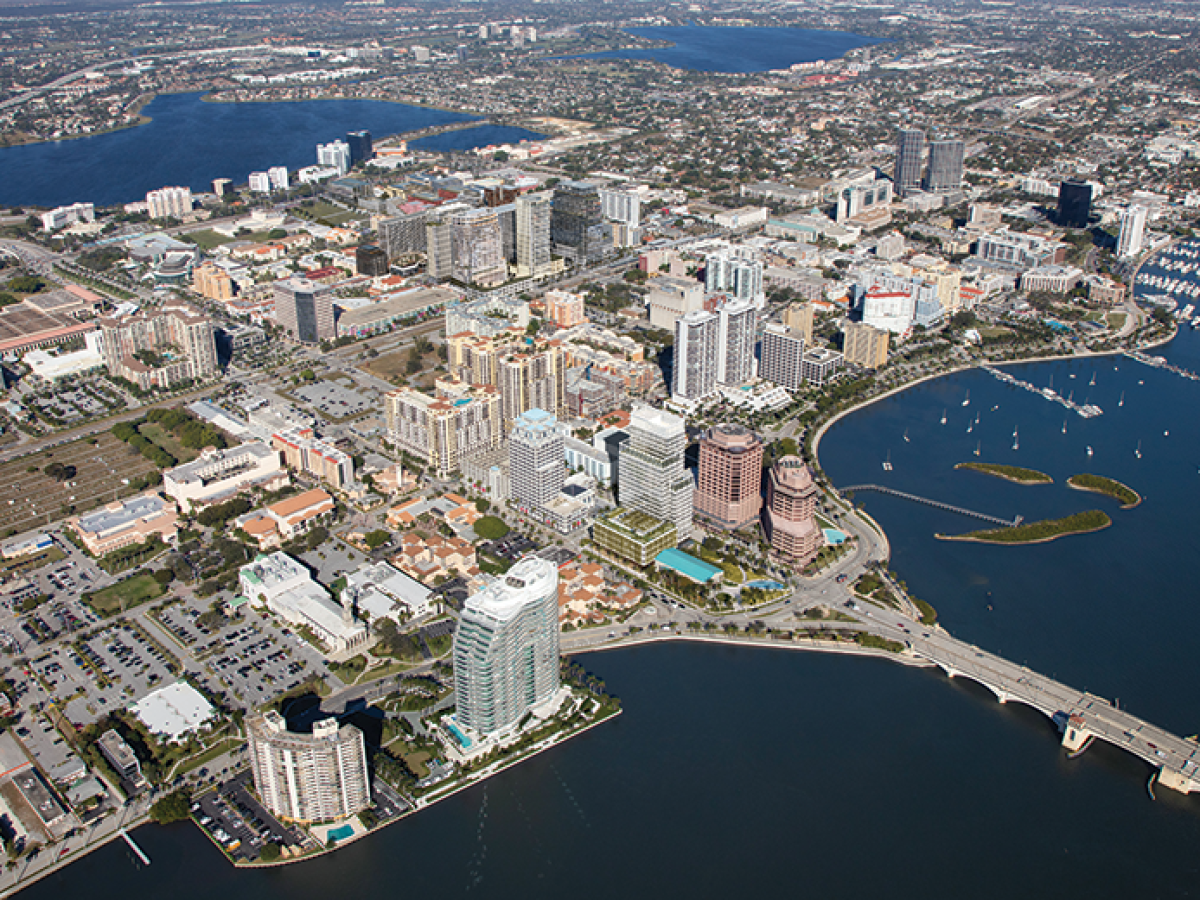 Aerial view of West Palm Beach, Florida.