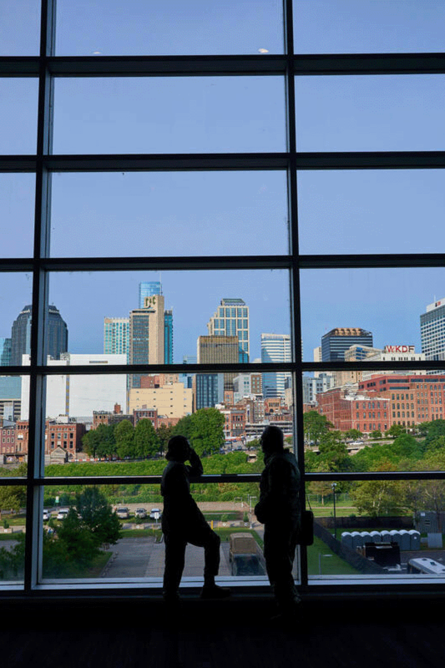 view of Nashville skyline through large windows