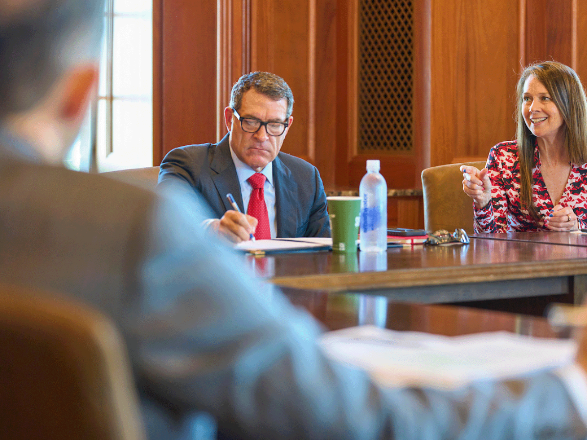 Rep. Green and Director Easterly discussing cybersecurity workforce development at Vanderbilt