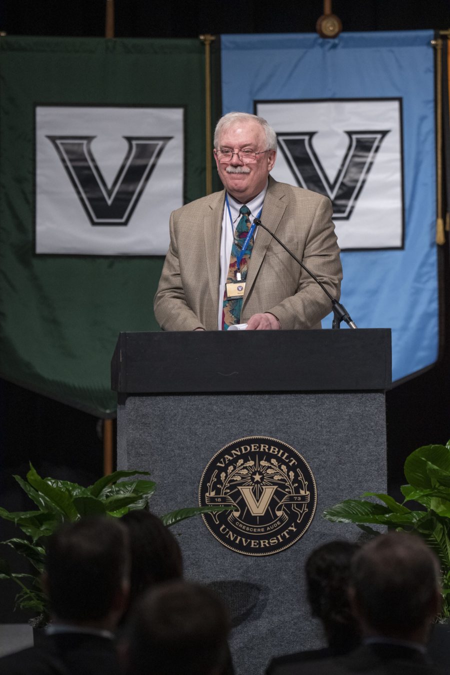 Chancellor Daniel Diermeier welcomes faculty members to the Spring Faculty Assembly at Student Life Center ballrooms.